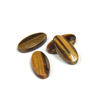 Gemstone Flat Back Single Bevel Buff Top Stone - Oval 14x7MM TIGEREYE