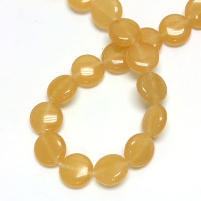 Gemstone Bead - Smooth Round Lentil 10MM Dyed QUARTZ Col. 05 BEIGE