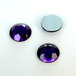 Plastic Flat Back Foiled Rose Cut Rhinestone - Round 15MM AMETHYST