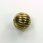 Metalized Plastic Bead - Ribbed Round Melon 14MM ANT GOLD