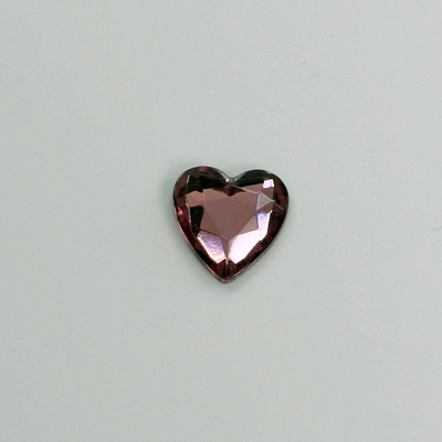 Glass Flat Back Rose Cut Fancy Foiled Stone  - Heart 09x8MM LT AMETHYST