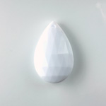 German Plastic Pendant - Opaque Faceted Pear 25x18MM CHALKWHITE