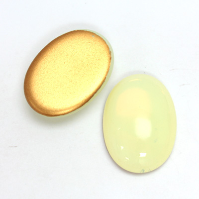Glass Medium Dome Foiled Cabochon - Oval 25x18MM OPAL YELLOW