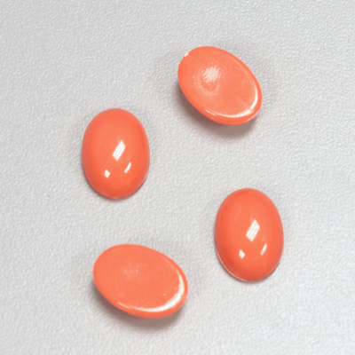 Plastic Flat Back Opaque Cabochon - Oval 14x10MM CORAL