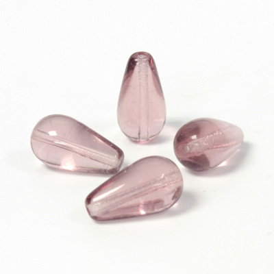 Czech Pressed Glass Bead - Smooth Pear 15x8MM LT AMETHYST