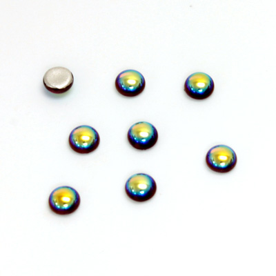 Glass Medium Dome Foiled Cabochon - Round 05MM AMETHYST AB