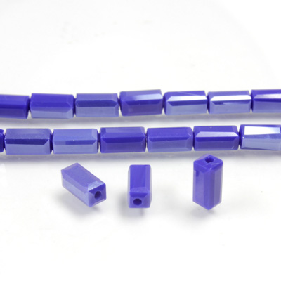 Chinese Cut Crystal Bead - Rectangle 06.5x3.5MM OPAQUE DARK BLUE LUMI COAT