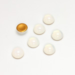 Glass Medium Dome Foiled Cabochon - Round 07MM WHITE OPAL