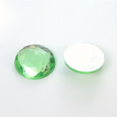 Plastic Flat Back Foiled Rauten Rose Rhinestone - Round 18MM PERIDOT