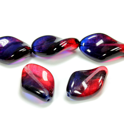 Czech Pressed Glass Bead - Smooth Twisted 19x13MM COATED GARNET-PURPLE 69018