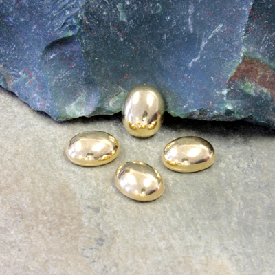 Plastic Flat Back Metalized Cabochon - Oval 10x8MM GOLD