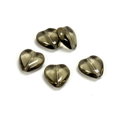 Czech Pressed Glass Bead - Smooth Heart 12x11MM BLACK DIAMOND