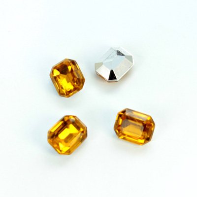 Plastic Point Back Foiled Stone - Cushion Octagon 10x8MM TOPAZ