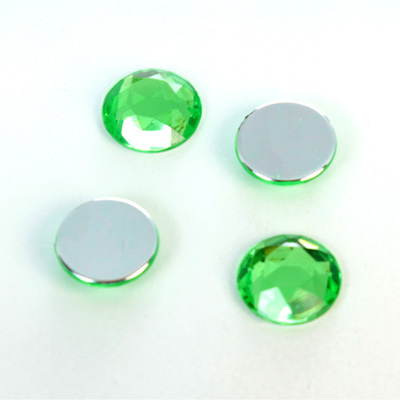 Plastic Flat Back Foiled Rose Cut Rhinestone - Round 13MM PERIDOT