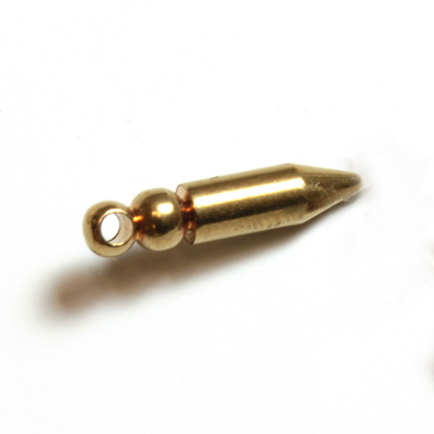 Machine Made Brass Pendant with 1-Loop Bullet 19x4MM RAW Unplated