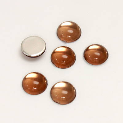 Plastic Flat Back Foiled Cabochon - Round 09MM SMOKE TOPAZ