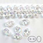 Preciosa Czech Glass 2-Hole Seed Bead - Twin 2.5x5MM CRYSTAL RAINBOW 58205 Strung