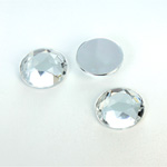 Plastic Flat Back Foiled Rose Cut Rhinestone - Round 15MM CRYSTAL