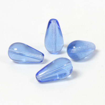 Czech Pressed Glass Bead - Smooth Pear 15x8MM SAPPHIRE