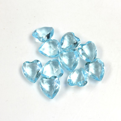 Glass Point Back Tin Table Cut (TTC) Unfoiled - Heart Shape 09x8MM AQUA