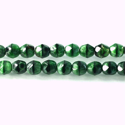 Czech Glass Fire Polish Bead - Round 06MM TIGEREYE GREEN