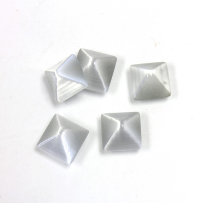 Fiber-Optic Cabochon - Pyramid Top 08x8MM CAT'S EYE LT GREY