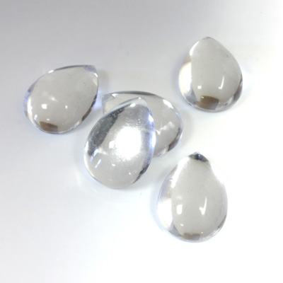 Plastic Flat Back Foiled Cabochon - Pear 14x10MM CRYSTAL