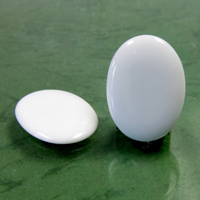 Glass Low Dome Buff Top Cabochon - Oval 25x18MM CHALKWHITE