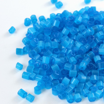 Czech Glass Seed Bead - 2 Cut Hex 10/0 SATIN AQUA 65021