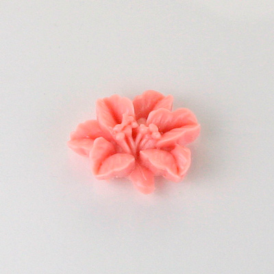 Plastic Carved No-Hole Flower - Lily 18x15MM LT CORAL