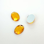 Plastic Flat Back Foiled Rauten Rose Rhinestone - Oval 14x10MM TOPAZ