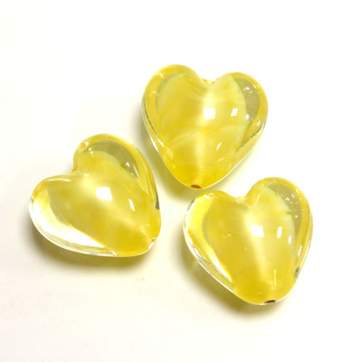 Glass Lampwork Bead - Heart Shape Smooth 18MM PORPHYR CRYSTAL JONQUIL