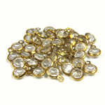 Plastic Channel Stone in Setting with 1 Loop 4MM CRYSTAL-Brass