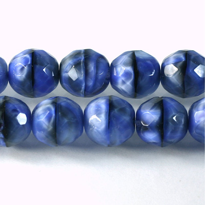 Czech Glass Fire Polish Bead - Round 12MM TIGEREYE BLUE